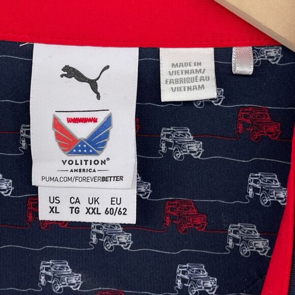 PUMA Shirt Mens XL VOLITION AMERICA 4x4 Drive Golf Polo Stretch Black Navy Blue - Picture 5 of 14